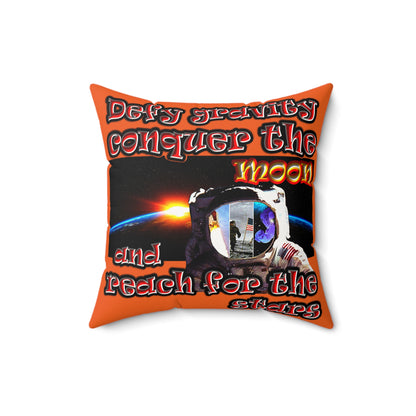 defy conquer reach - Faux Suede Square Pillow - (orange)