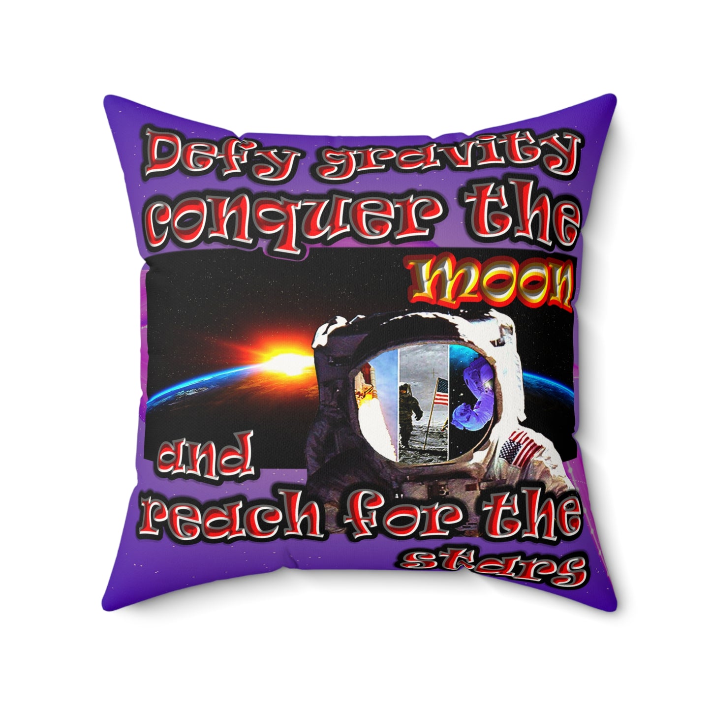 defy conquer reach - Faux Suede Square Pillow - (purple-pink wave)