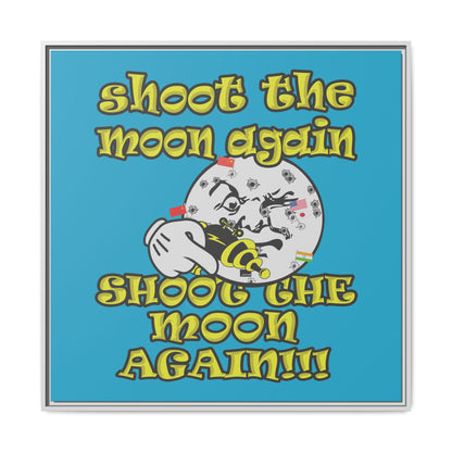 shoot the moon again - framed canvas art (turquoise)