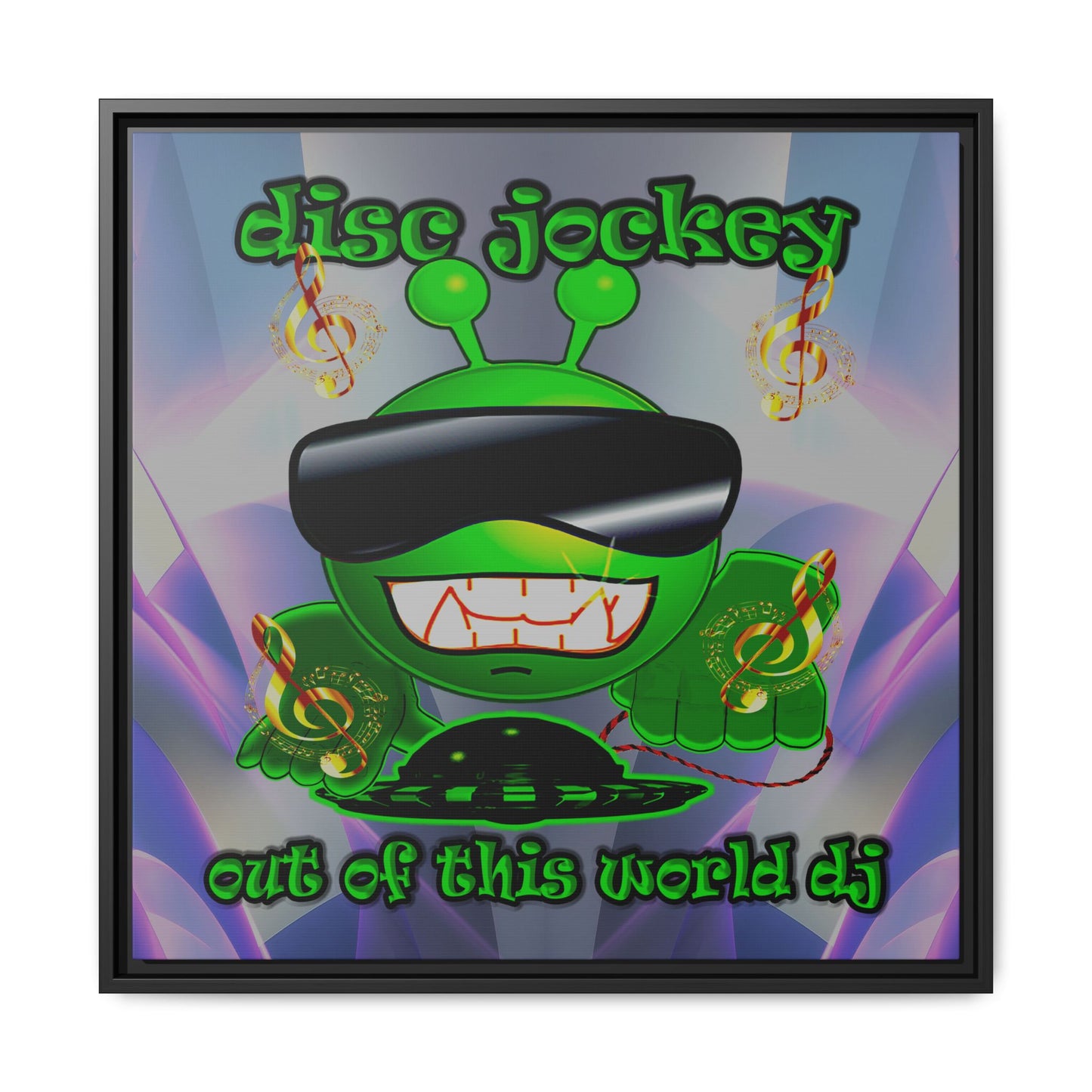 disc jockey - framed canvas art (grey-pink wave)