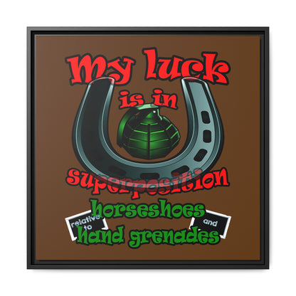 my luck - framed canvas art (brown)