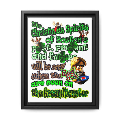 christmas spirits of boston - framed canvas art (white)