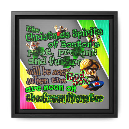 christmas spirits of boston - framed canvas art (rainbow split)