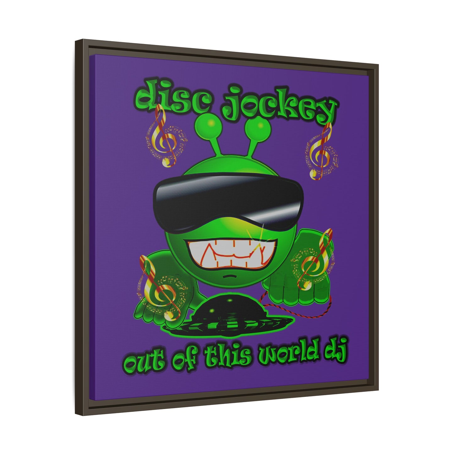 disc jockey - framed canvas art (purple)