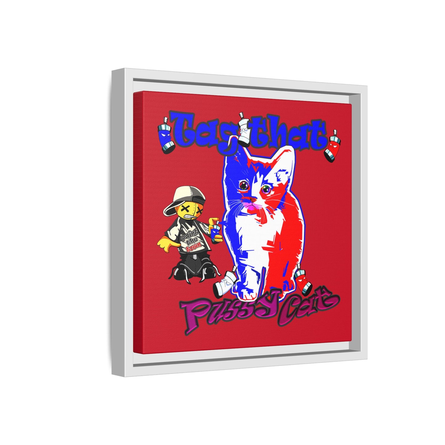 tag that - framed canvas art (dark red)