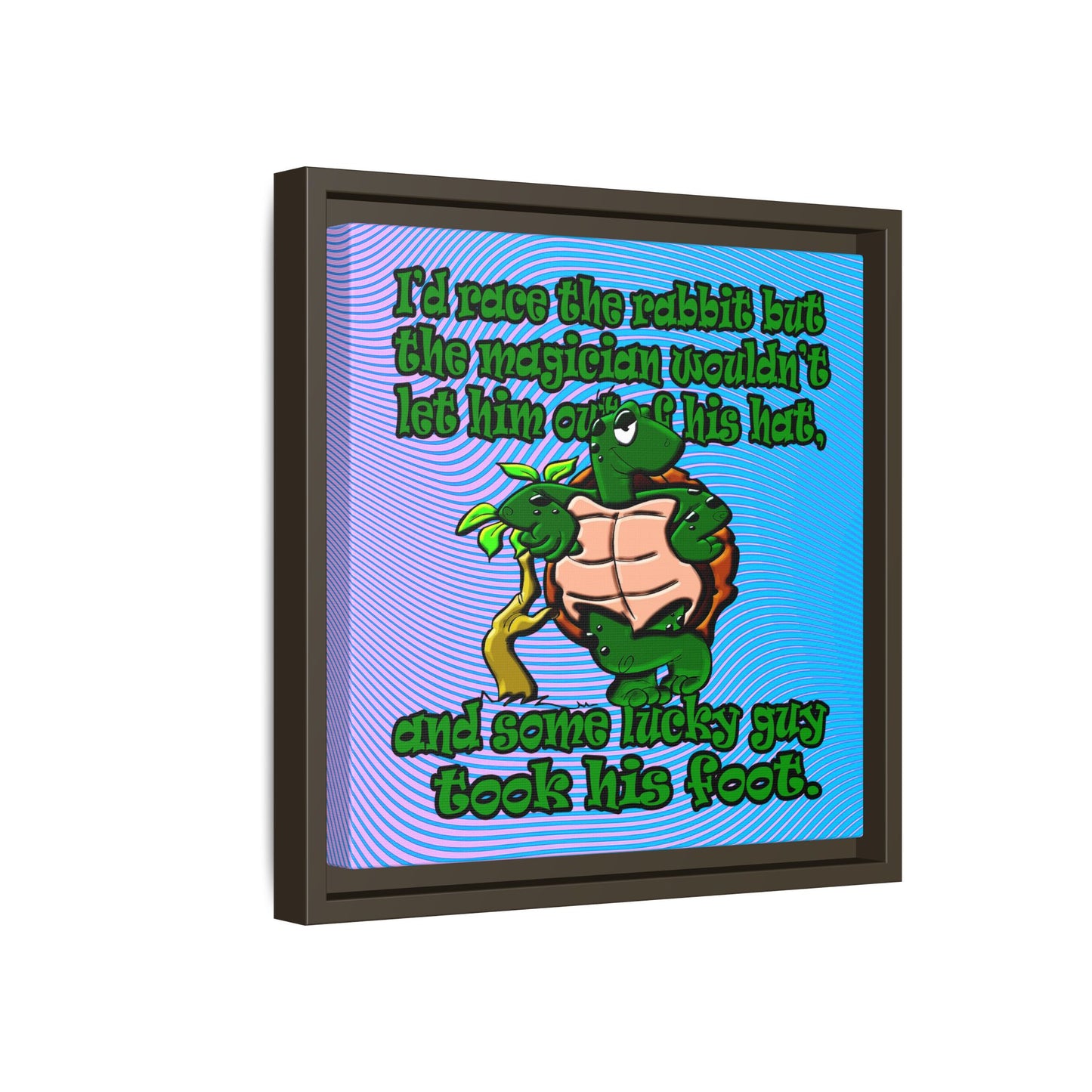 turtle race - framed canvas art (light blue-purple wave)