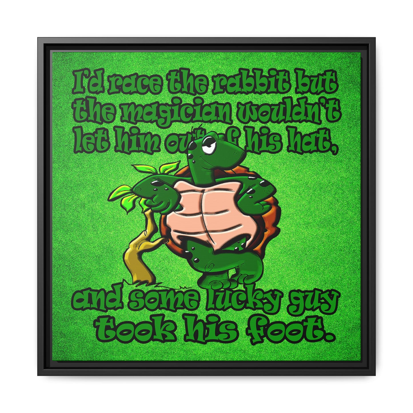 turtle race - framed canvas art (green turf)