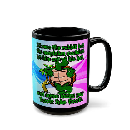 turtle race - Black Mug (light blue-pink wave)