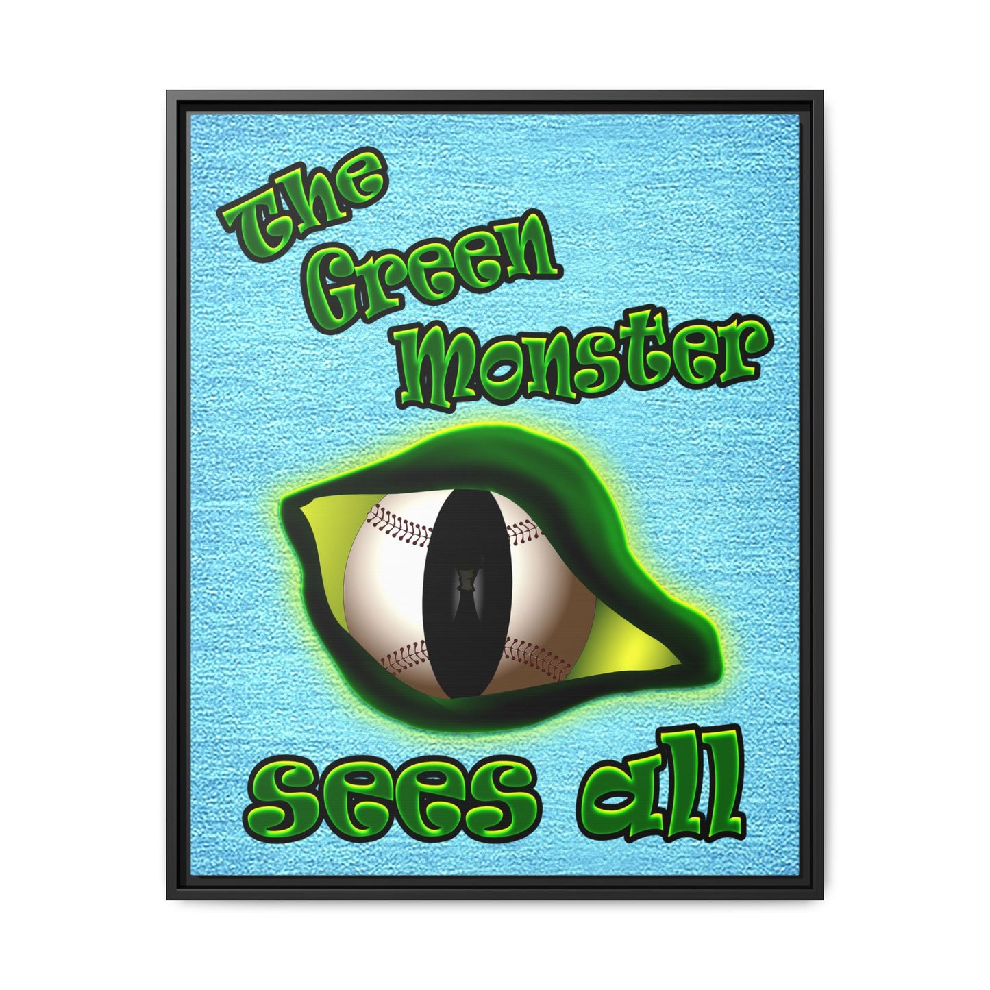 green monster - framed canvas art (faded blue)