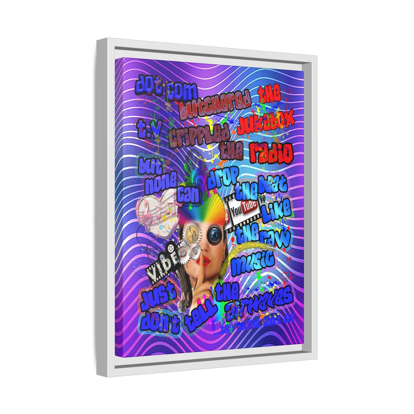 drop the beat - framed canvas art (purple wave)