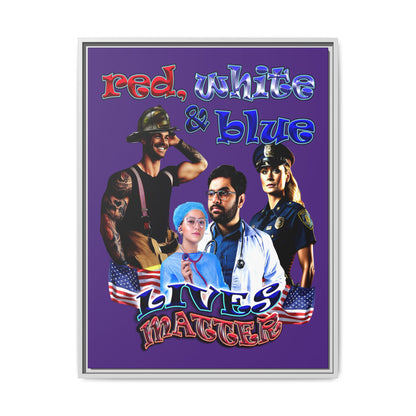rw&b lives matter - framed canvas art (purple)