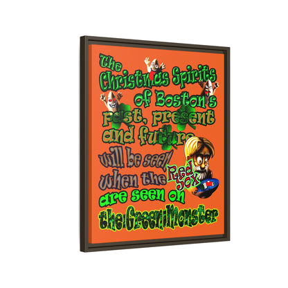 christmas spirits of boston - framed canvas art (orange)