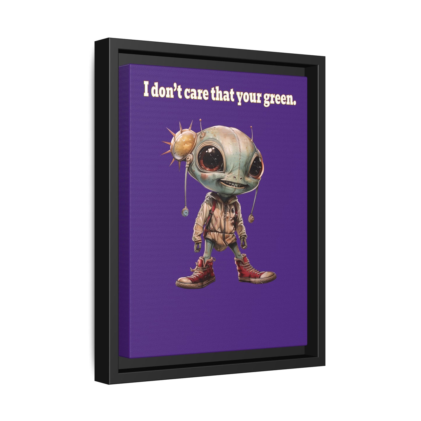 I don't care that your green - framed canvas art (purple)