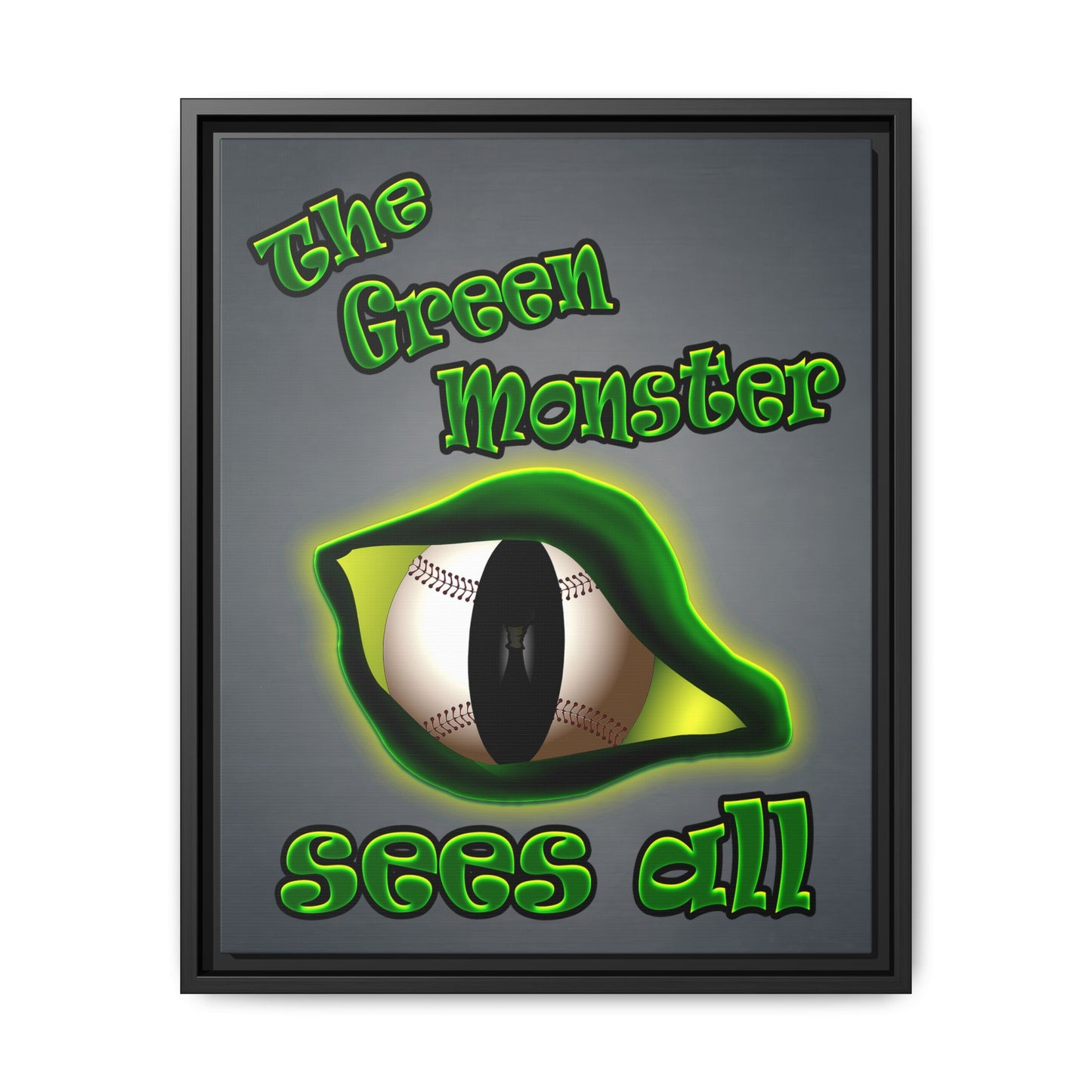 green monster - framed canvas art (grey-light grey)