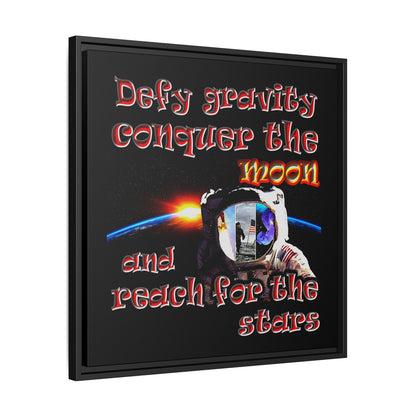 defy conquer reach - framed canvas art (black)