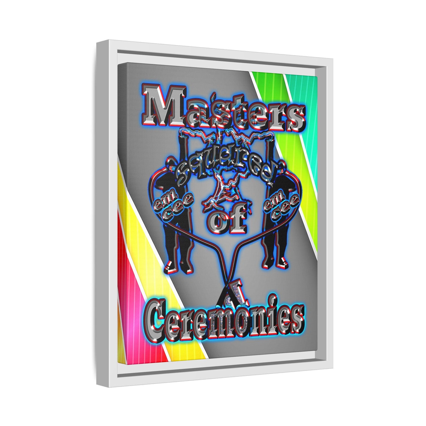 em cee squared - framed canvas art (rainbow split)
