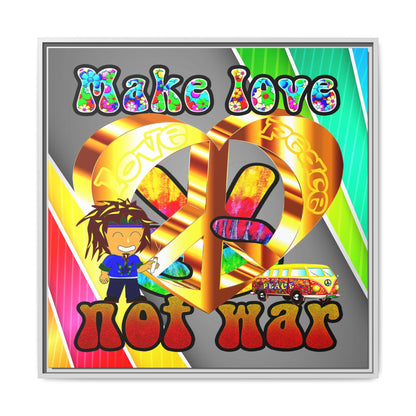 love peace - framed canvas art (rainbow split)