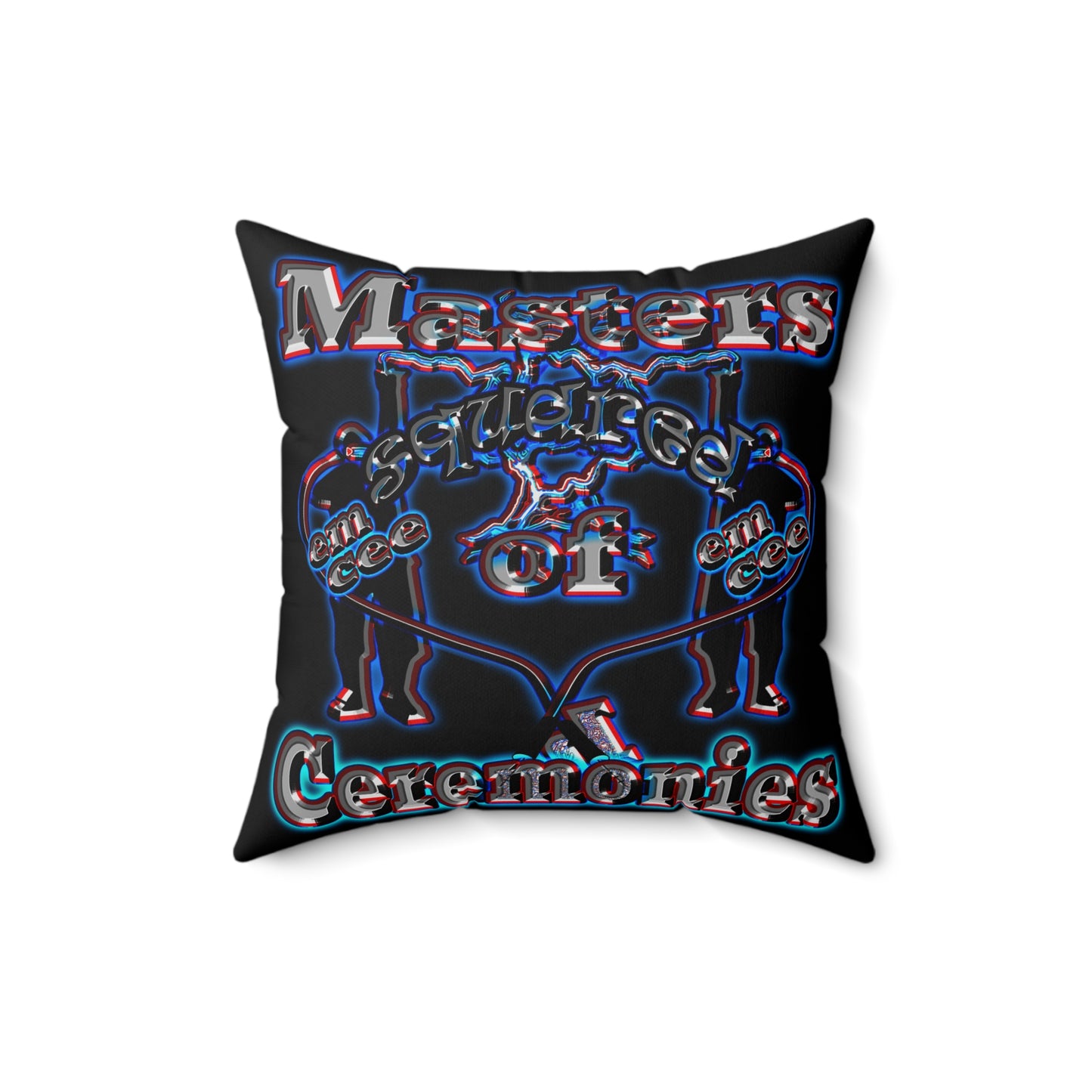 em cee squared - Spun Polyester Square Pillow - (black)