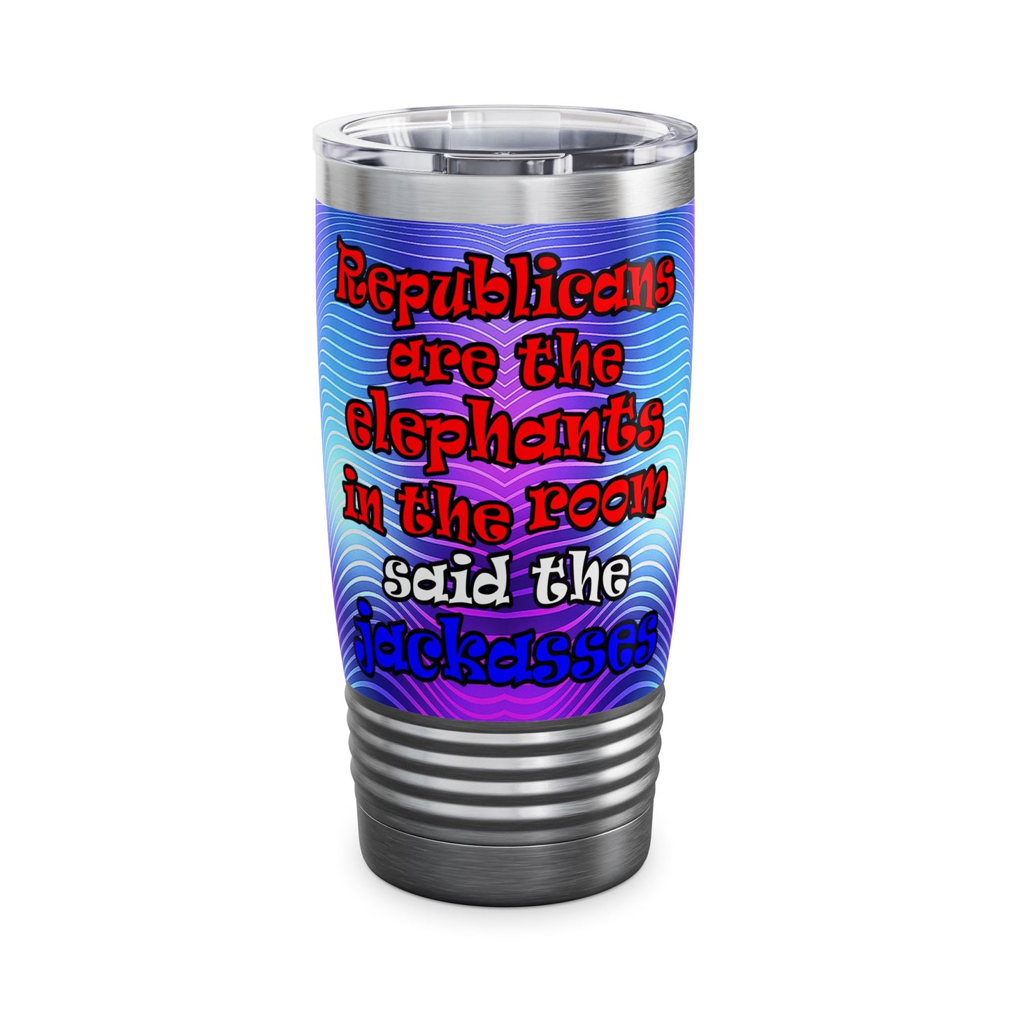 donkeys and elephants - Ringneck Tumbler, 20oz (purple wave)