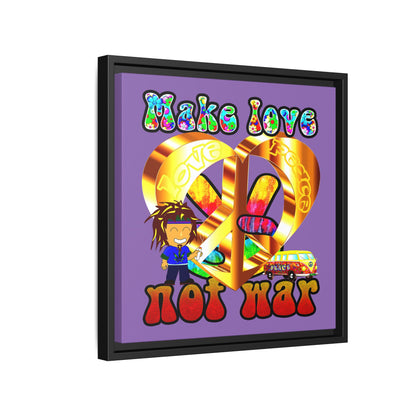 love peace - framed canvas art (light purple)