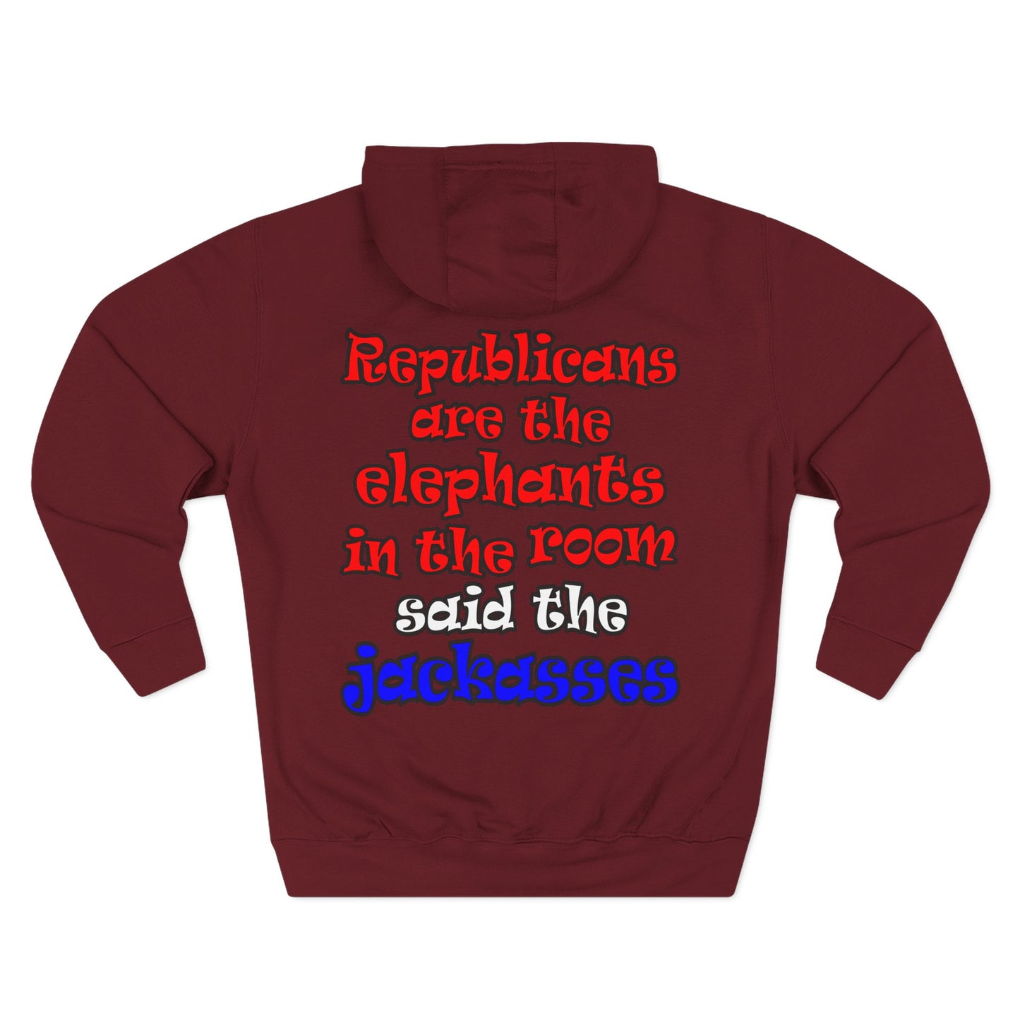 donkeys and elephants - Three-Panel Fleece Hoodie