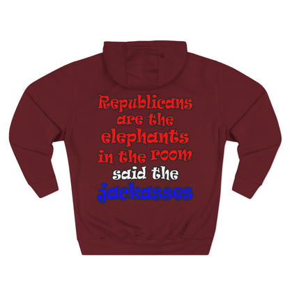 donkeys and elephants - Three-Panel Fleece Hoodie
