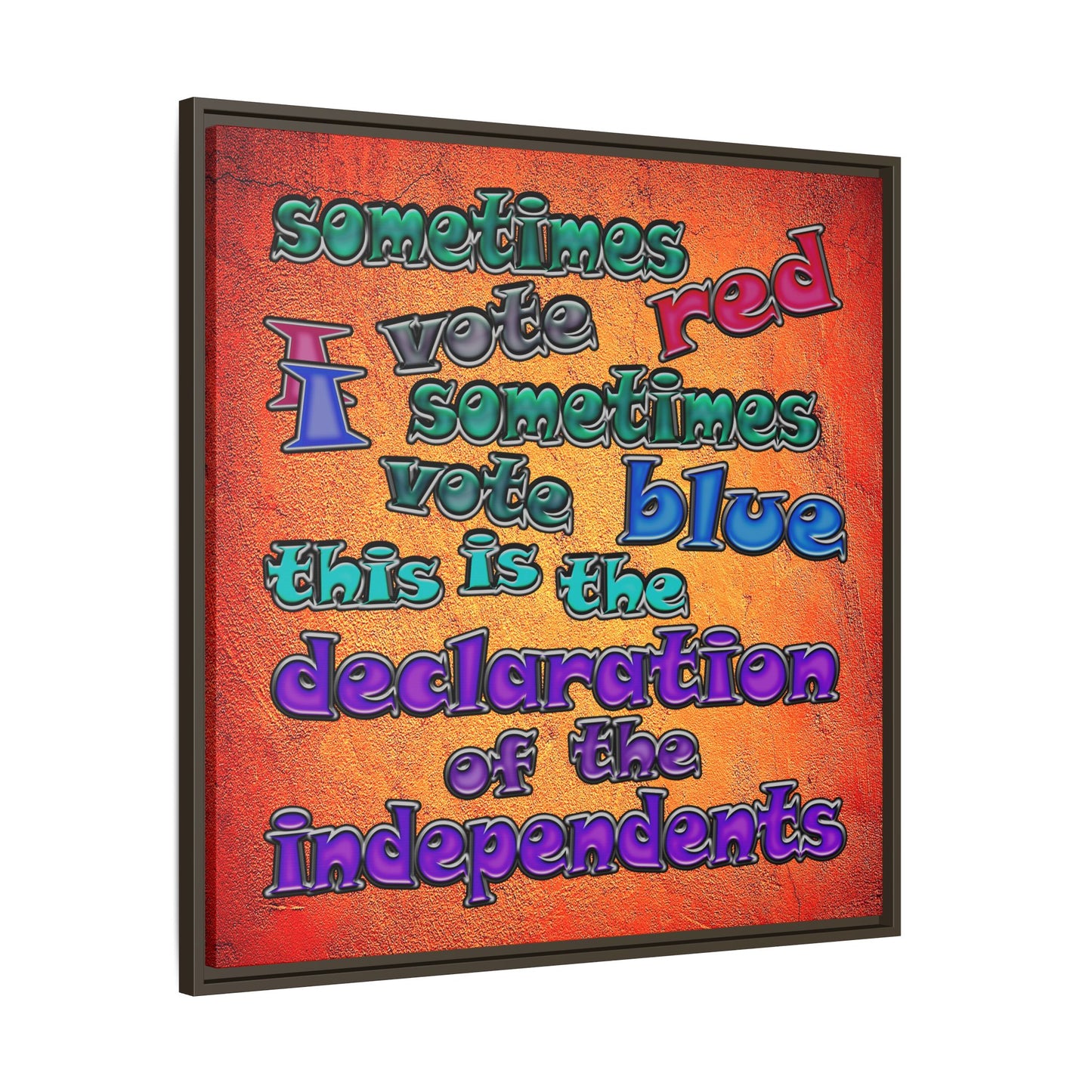 declaration of the independents - framed canvas art (burnt orange)