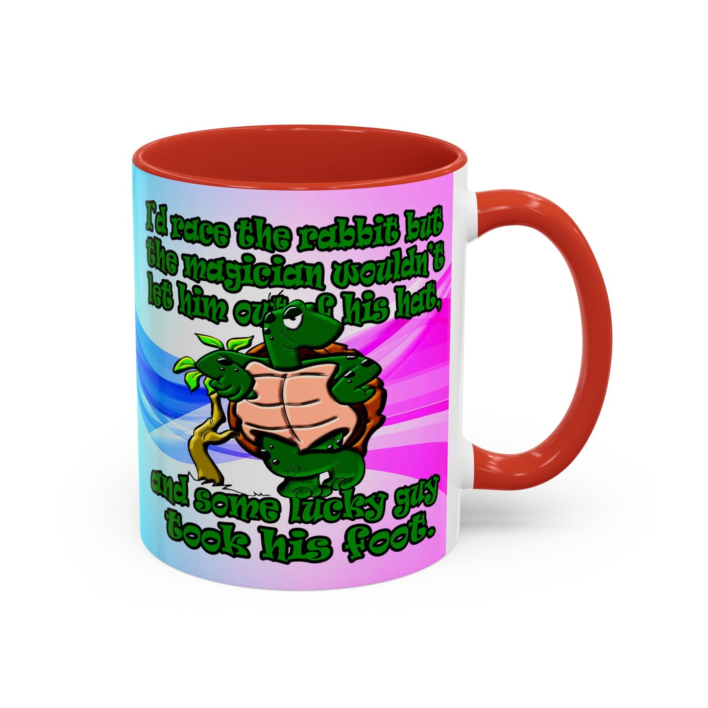 turtle race - Accent Mug (light blue-pink wave)
