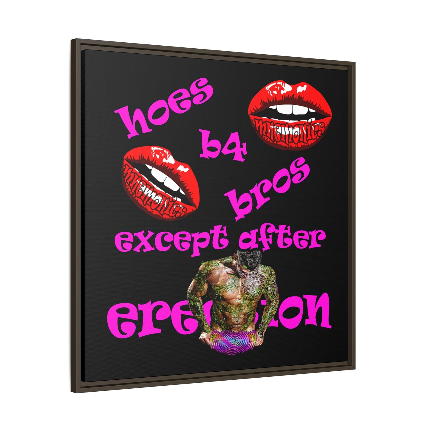 hoes b4 bros - framed canvas art (black)