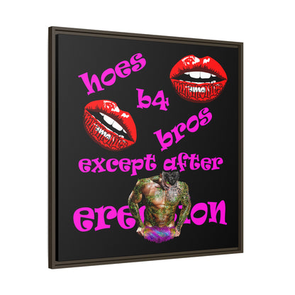 hoes b4 bros - framed canvas art (black)