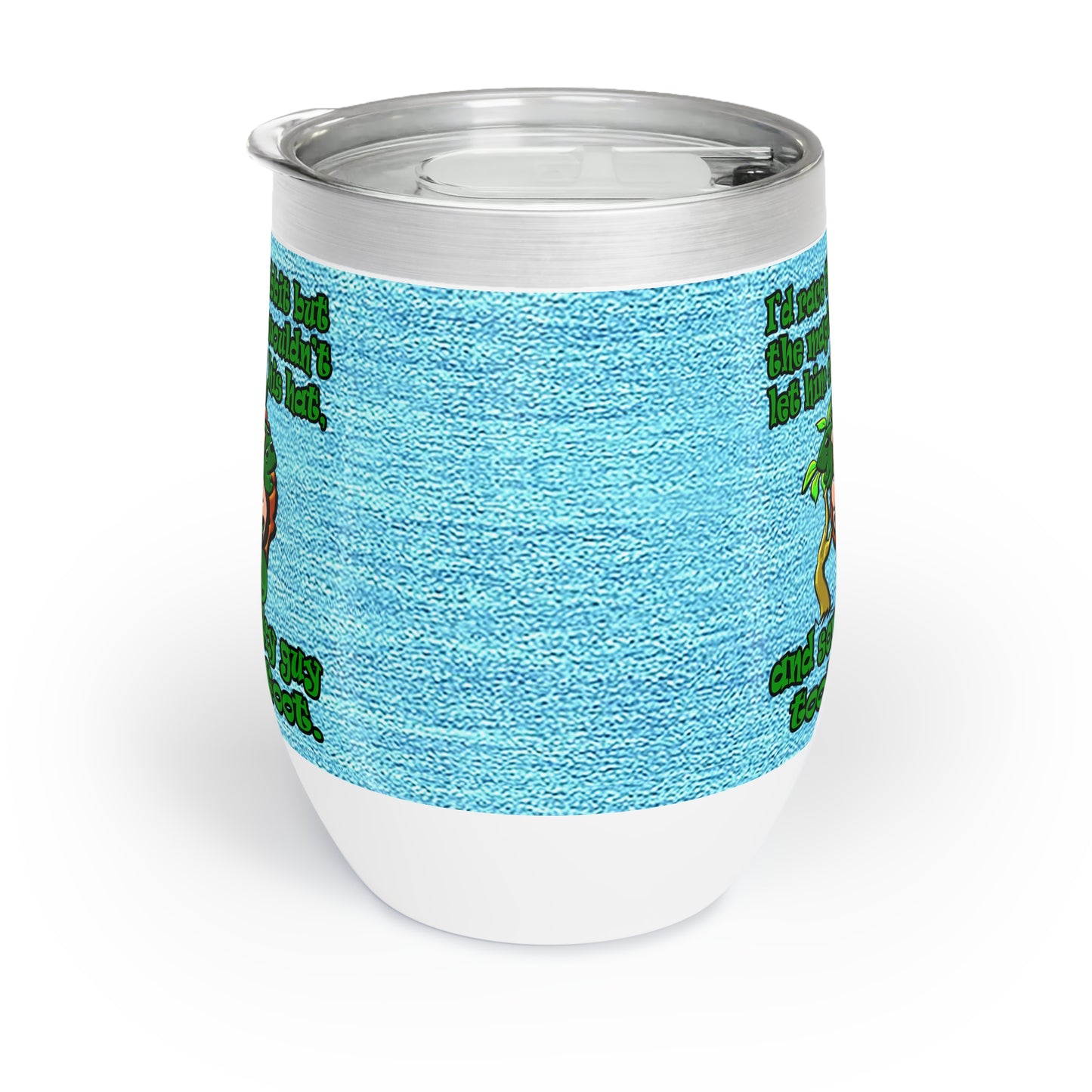 turtle race - Chill Wine Tumbler (faded blue)
