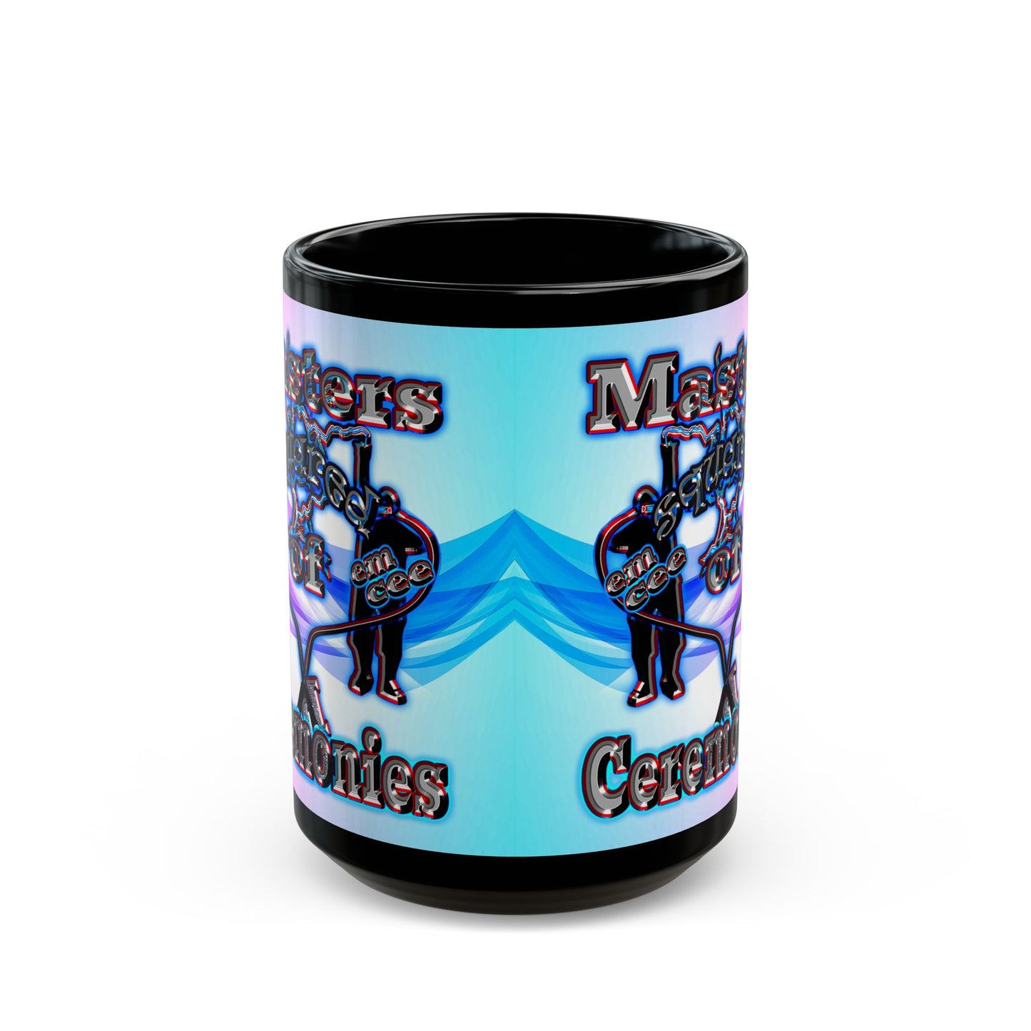 em cee squared - Black Mug (light blue-pink wave)