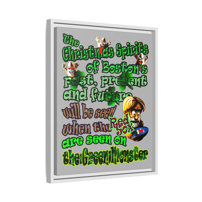 christmas spirits of boston - framed canvas art (light grey)