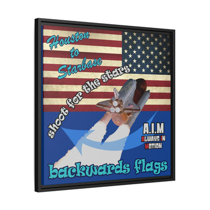shoot for the stars - framed canvas art (dark blue)