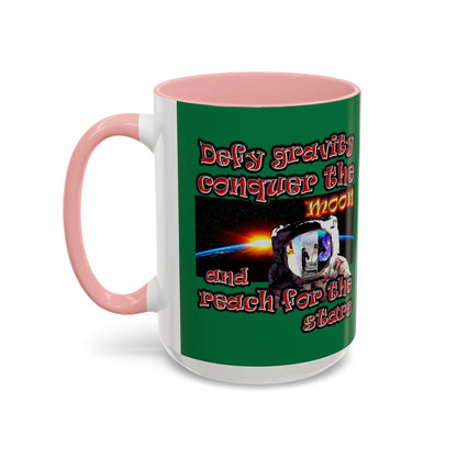 defy conquer reach - Accent Mug (dark green)