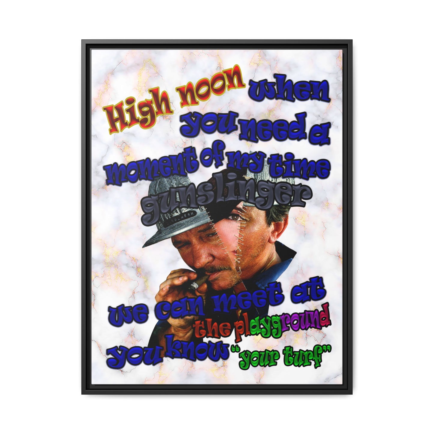 high noon - framed canvas art (white marble)