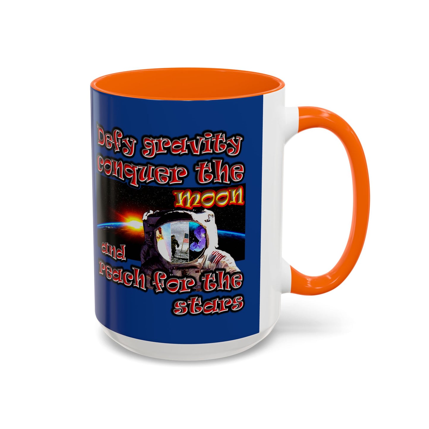 defy conquer reach - Accent Mug (dark blue)