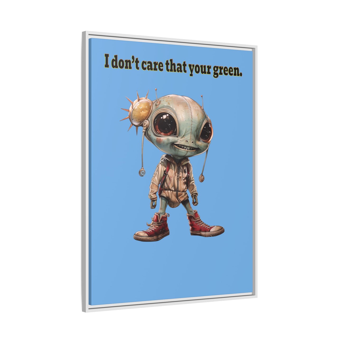 I don't care that your green - framed canvas art (light blue)
