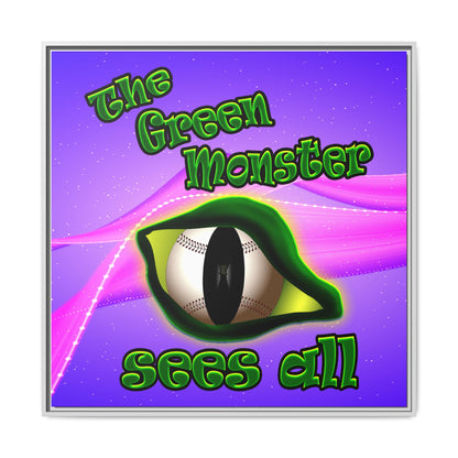 green monster - framed canvas art (purple-pink wave)