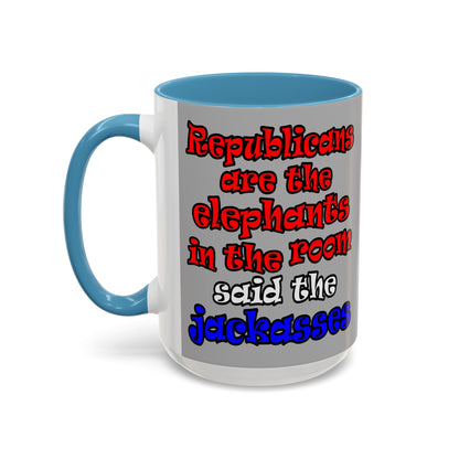 donkeys and elephants - Accent Mug (light grey)
