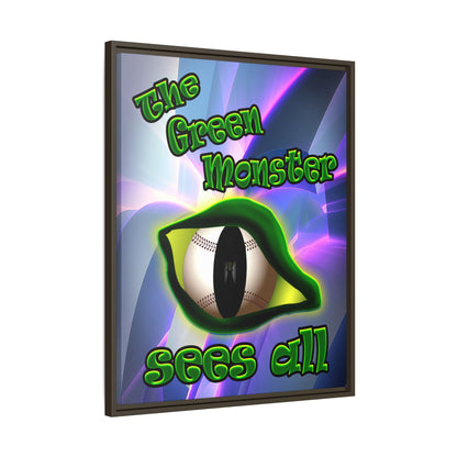 green monster - framed canvas art (grey-pink wave)