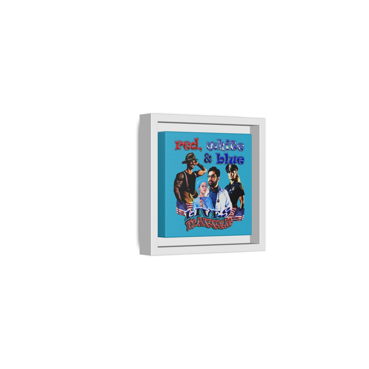 rw&b lives matter - framed canvas art (turquoise)