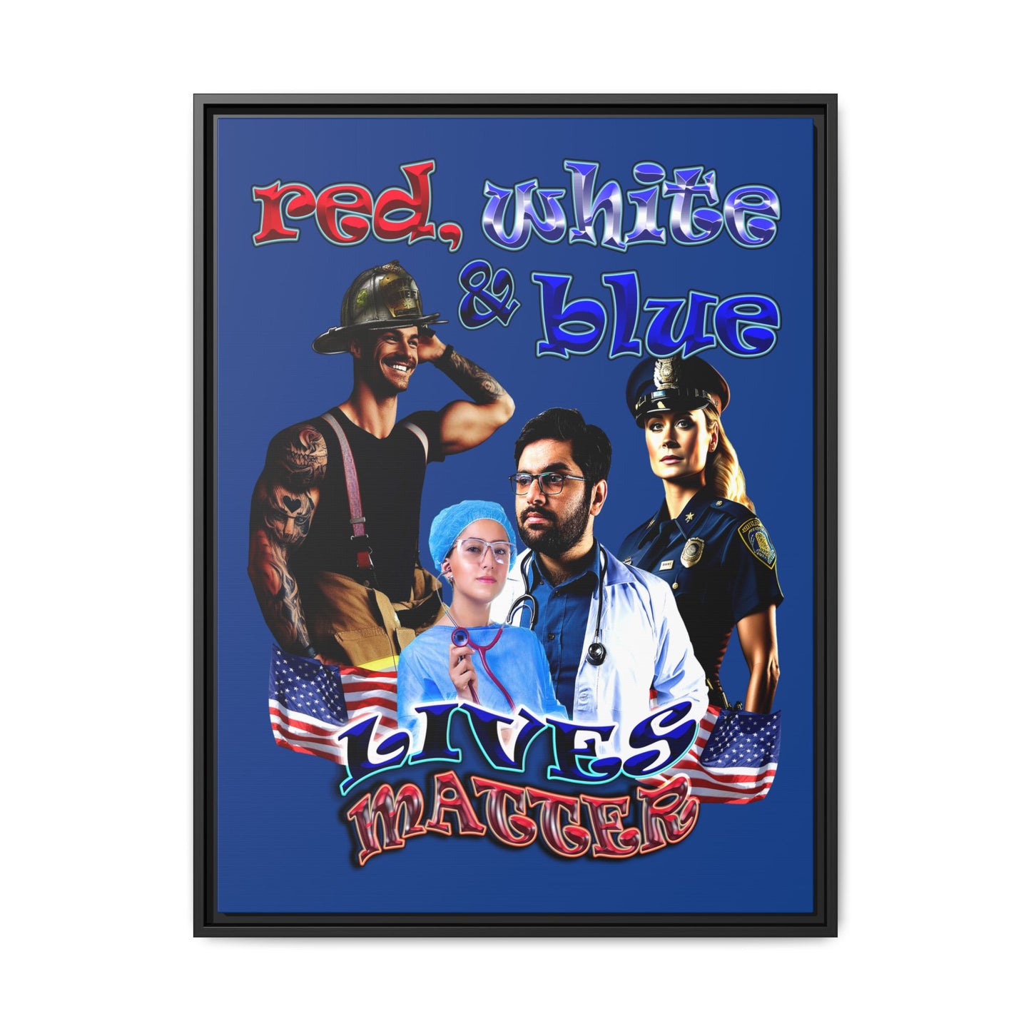 rw&b lives matter - framed canvas art (dark blue)