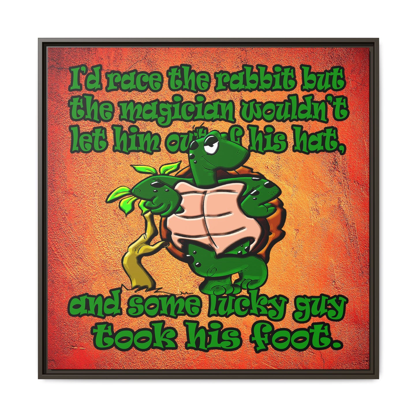 turtle race - framed canvas art (burnt orange)