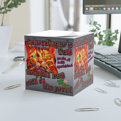 schrodinger's cat - note cube (brushed nickel)