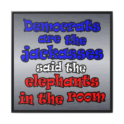 donkeys and elephants - framed canvas art (brushed nickel)