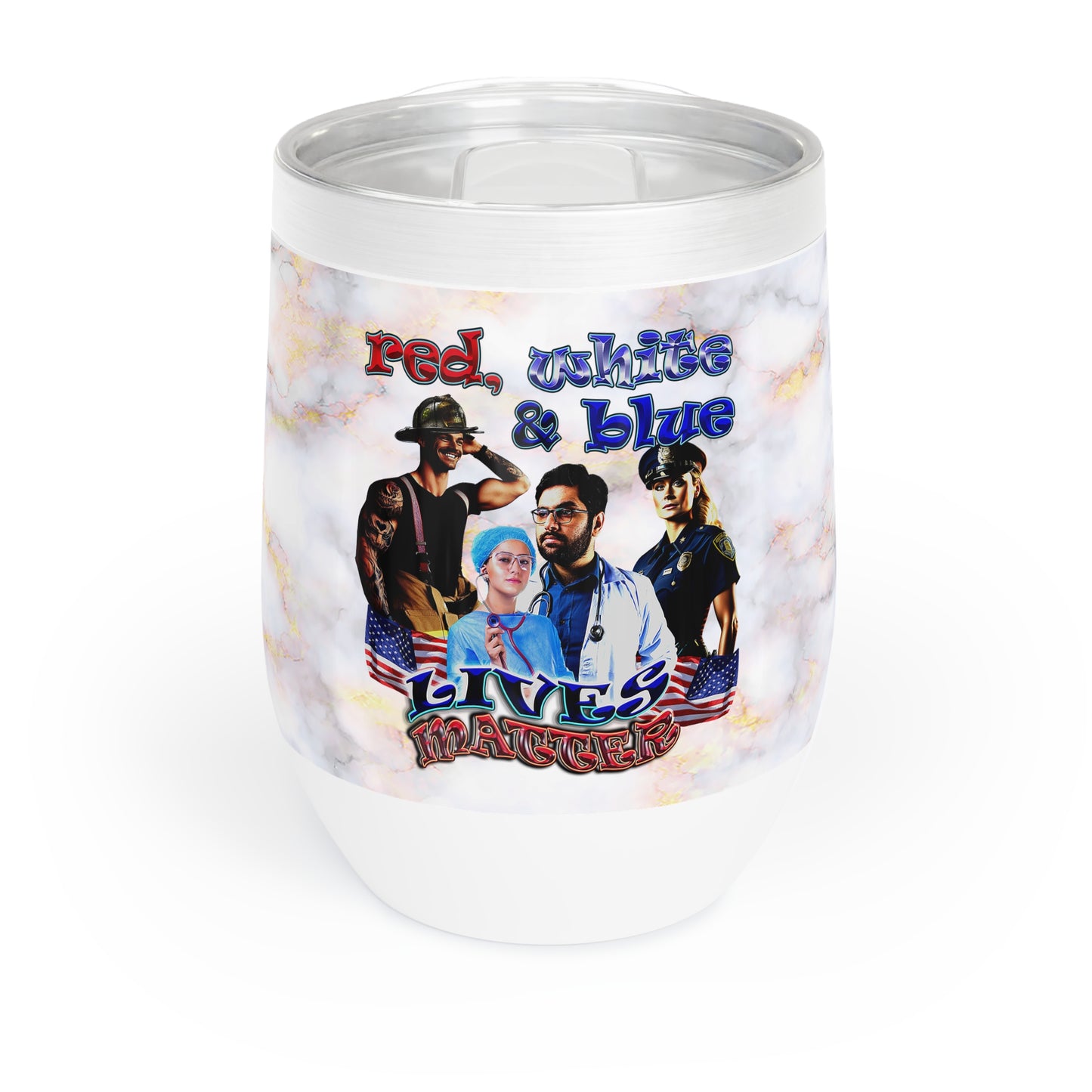 rw&b lives matter - Chill Wine Tumbler (white marble)