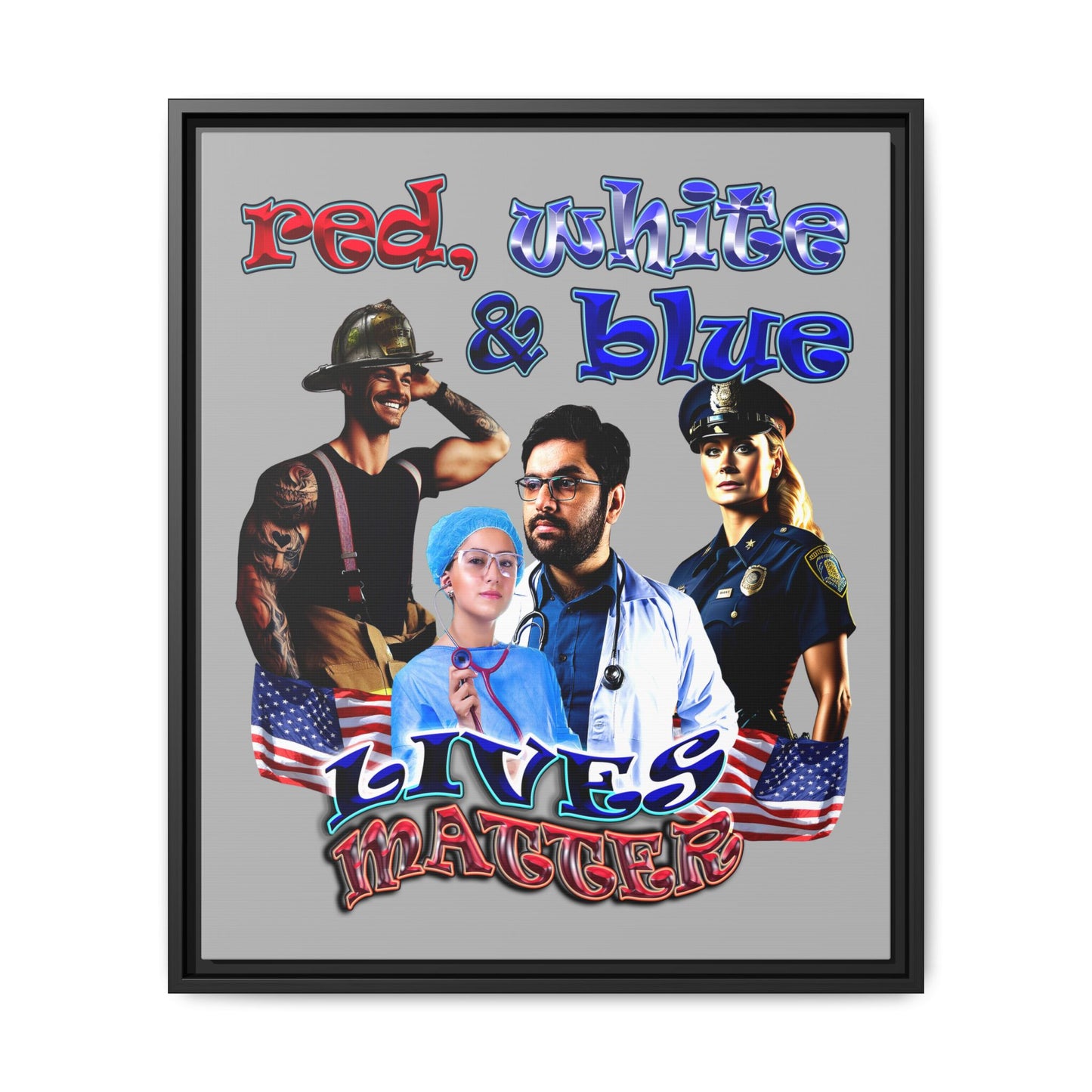 rw&b lives matter - framed canvas art (light grey)