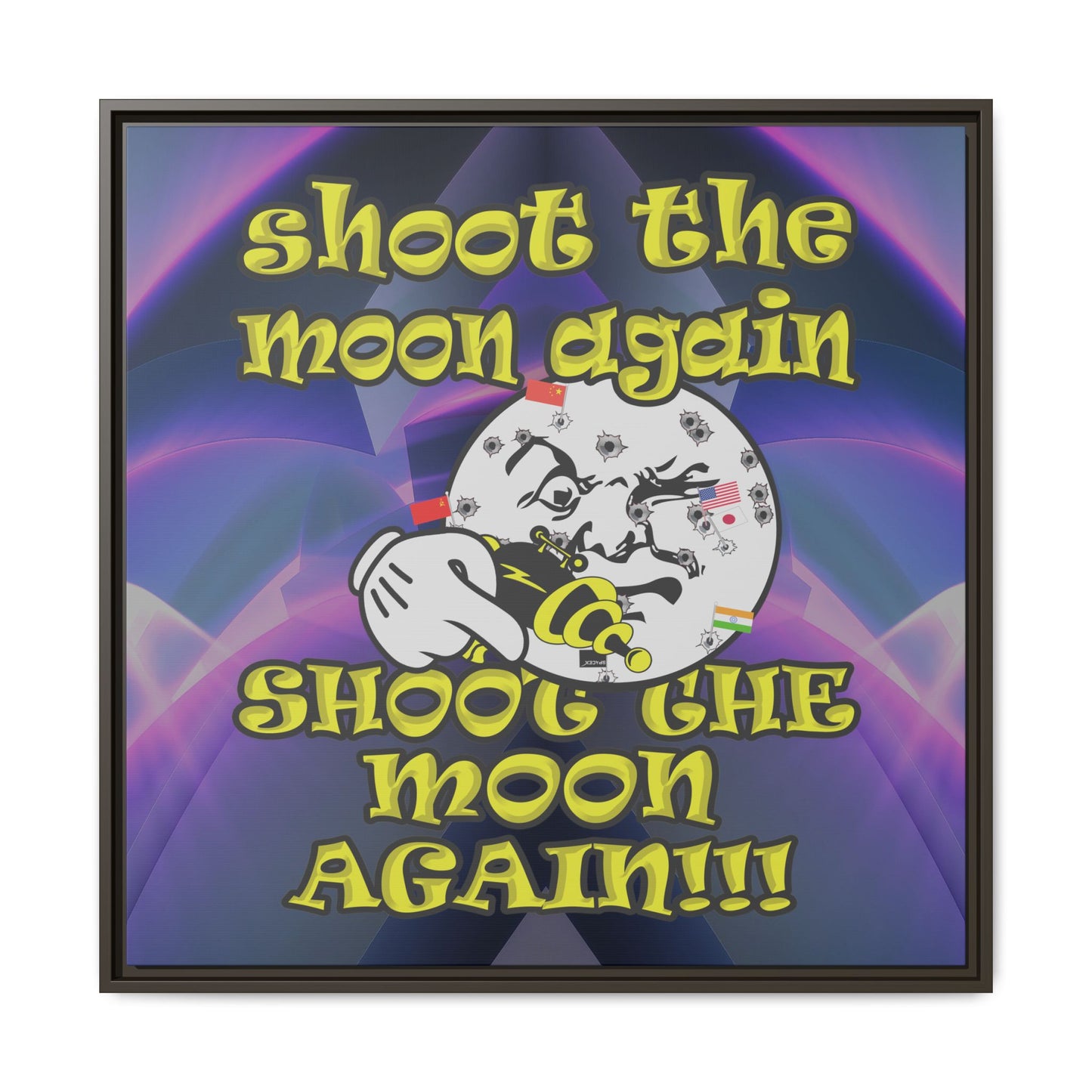 shoot the moon again - framed canvas art (grey-pink wave)