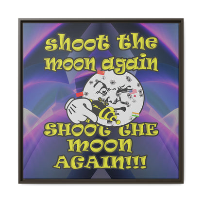 shoot the moon again - framed canvas art (grey-pink wave)